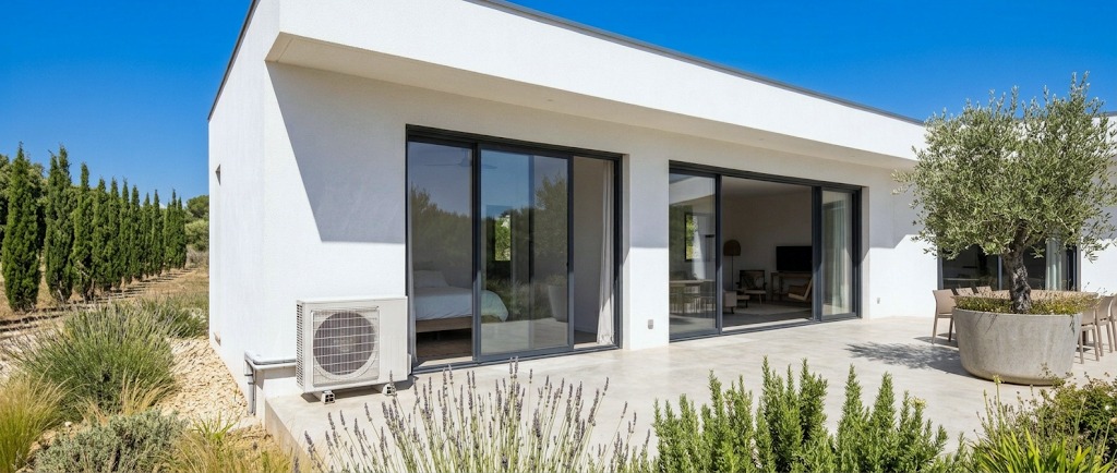 Groupe extérieur de climatisation installé sur le balcon d'un immeuble