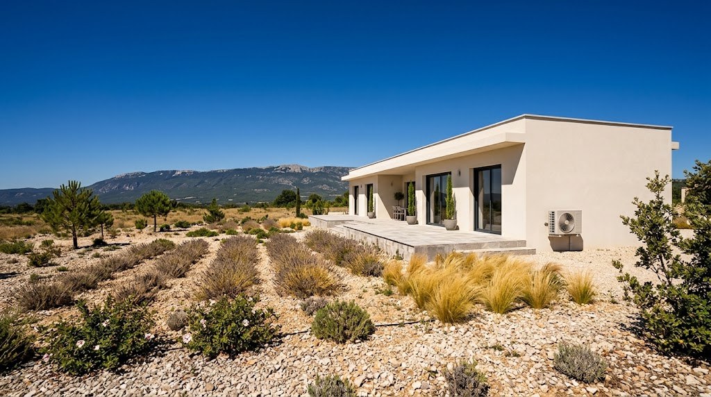 Habitation isolée sur un plateau de Haute-Provence, équipée d'une climatisation